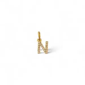 Pingente Letra N Banhado a Ouro 18K Micro Zircônia
