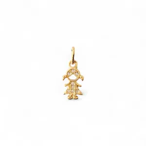 Pingente Menina Banhado a Ouro 18k com Zircônias