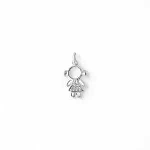 Pingente Menina Prata 925 com Zircônias