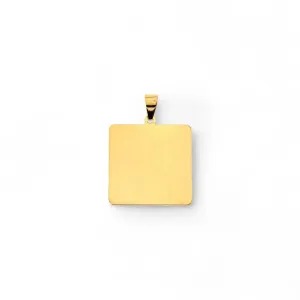 Pingente Placa Quadrado Banhado a Ouro 18K