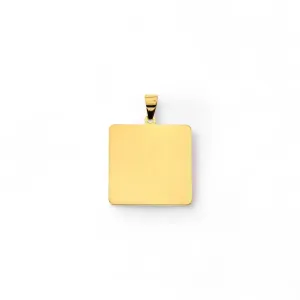 Pingente Placa Quadrado Banhado a Ouro 18K