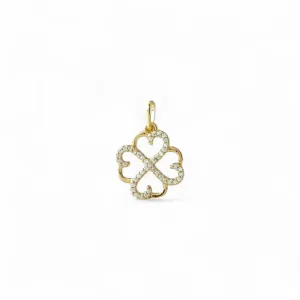 Pingente Trevo Banhado a Ouro 18k Vazado com Zircônias