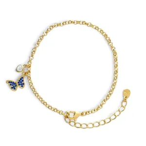 Pulseira Borboleta Azul Banhada a Ouro 18K Zircônia