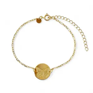 Pulseira Borboleta Banhada a Ouro 18k com Medalha Lisa