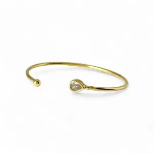 Pulseira Bracelete Gota Banhado a Ouro 18k com Zircônia
