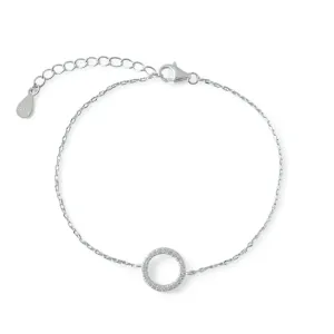 Pulseira Círculo Prata 925 Cravejada com Zircônias