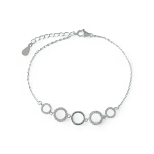 Pulseira Círculos Prata 925 Círculo Liso/Zircônias