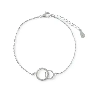 Pulseira Círculos Prata 925 Círculo Zircônia/Liso