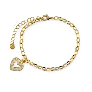 Pulseira Coração  Banhado a Ouro 18K Zircônia
