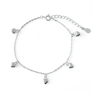 Pulseira Corações Lisos Prata 925