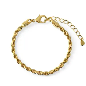 Pulseira Cordão Baiano Banhada a Ouro 18k - 4mm