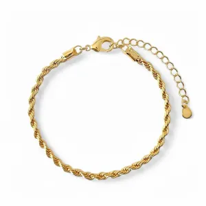 Pulseira Cordão Baiano Banhado a Ouro 18K - 3 mm