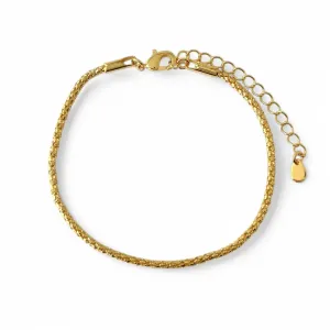 Pulseira Cordão Banhado a Ouro 18K Elo Pipoca Fino