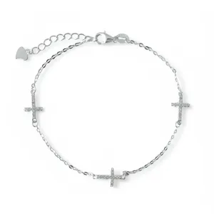 Pulseira Cruz Prata 925 Zircônias