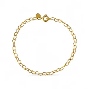 Pulseira Elo Coração Banhada a Ouro 18k - 18cm
