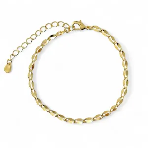 Pulseira  Elo Trabalhado Laminado Banhada a Ouro 18K