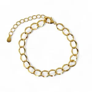 Pulseira Elo Trabalhado Laminado Banhada a Ouro 18k