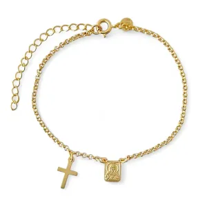 Pulseira Estilo Escapulário Banhada a Ouro 18K