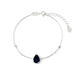 Pulseira Gota Prata 925 com Zircônias Azul Royal