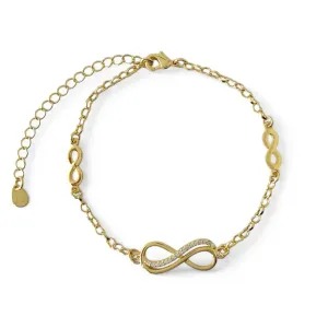 Pulseira Infinito Banhada a Ouro 18k com Zircônias