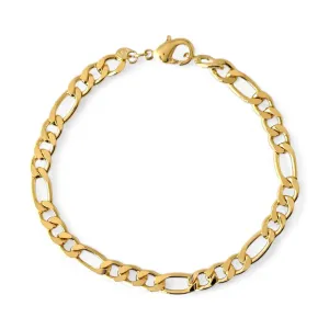 Pulseira Masculina Elo 3 em 1 Banhada a Ouro 18k - 22cm