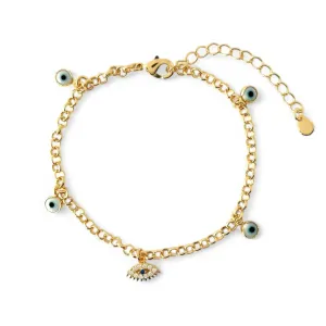 Pulseira Olho Grego Banhada a Ouro 18k com Zircônias