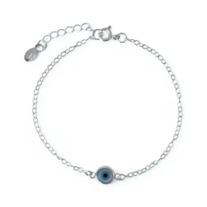 Pulseira Olho Grego Prata 925 com Madrepérola