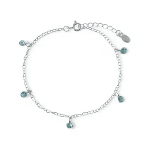 Pulseira Pedrinhas Prata 925 Circulo Zircônias Azul