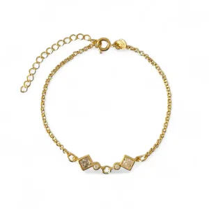 Pulseira Quadrados Banhada a Ouro 18k com Zircônias