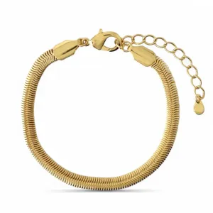 Pulseira Rabo Rato Achatada Banhada a Ouro 18k