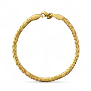 Pulseira Rabo Rato Banhada a Ouro 18k Achatada
