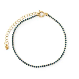 Pulseira Riviera Fina Banhada a Ouro 18k com Zircônias Azul
