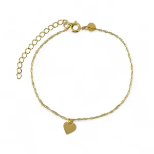 Pulseira Singapura Coração Banhada a Ouro 18k