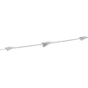 Pulseira Tornozeleira 3 Corações Prata 925 Zircônias