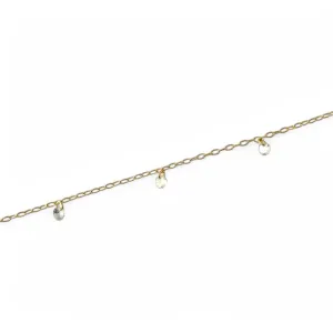 Pulseira Tornozeleira Zircônia Pendurada Banhado a Ouro 18K