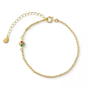 Pulseira Trevo Colorido Banhada a Ouro 18k com Zircônias