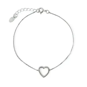 Pulseira Veneziana Coração Vazado Prata 925