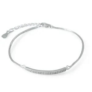 Pulseira Veneziana Fio de Zircônias Prata 925 2 Linhas