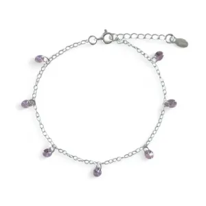Pulseira Zircônias Penduradas Prata 925 Rosa Claro