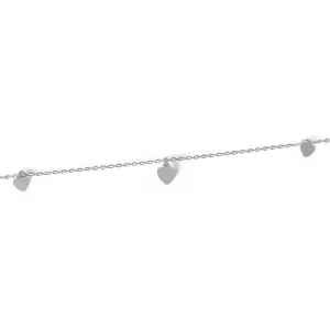 Tornozeleira Pulseira Corações Prata 925 Liso