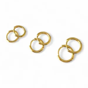 Trio de Brincos Argola Banhado a Ouro 18k Lisa Tubinho