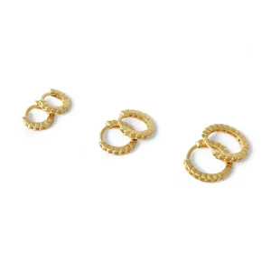 Trio de Brincos Argola Corrente Banhado a Ouro 18k
