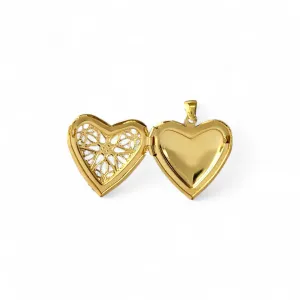 Pingente Relicário Coração Banhado a Ouro 18k - 2,5cm