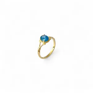 Anel Azul Banhado a Ouro 18k com Zircônia