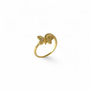 Anel Borboleta Banhado a Ouro 18k com Zircônias