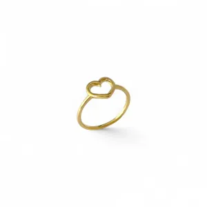 Anel Coração Banhado a Ouro 18k Vazado