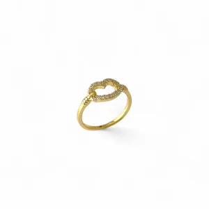 Anel Coração Banhado a Ouro 18k Vazado com Zircônias
