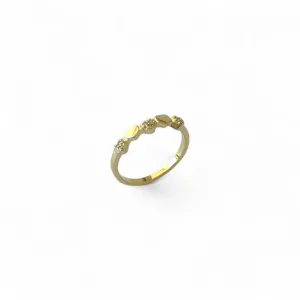Anel Corações Banhado a Ouro 18k Liso e com Zircônias
