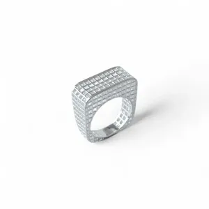 Anel Grid Bold Prata 925 Liso Quadrado