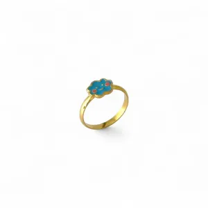 Anel Infantil Nuvem Banhado a Ouro 18k Azul